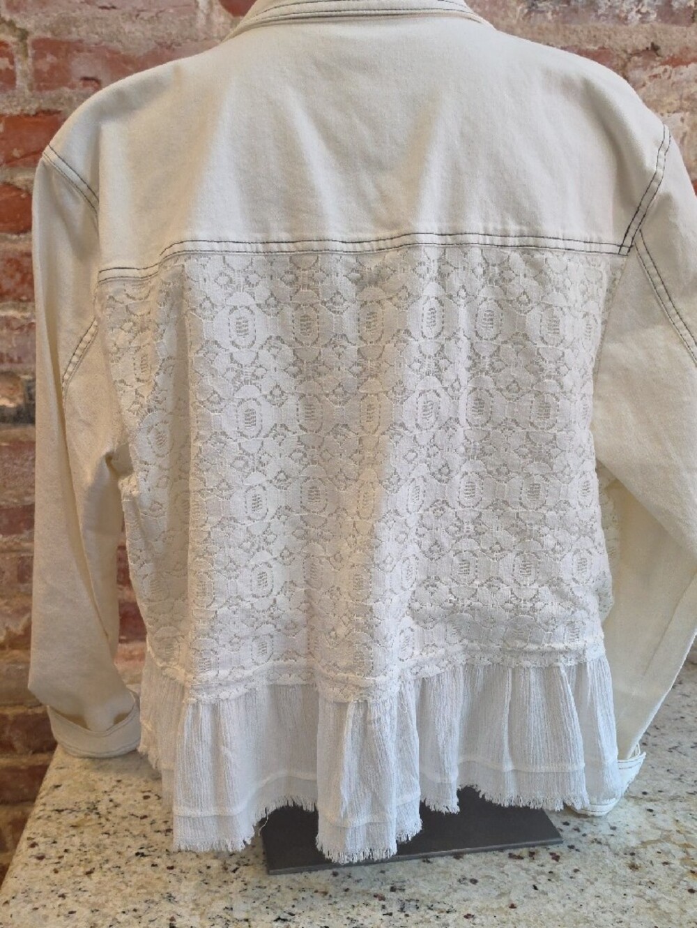 Scully Cream Lace Panel Jean Jacket - Picture 6 of 7